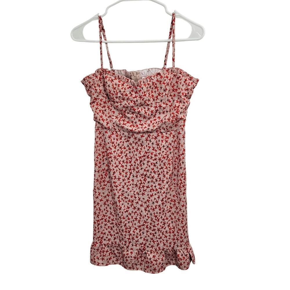 Princess Poly Deniz Pink Mini Dress Ruffle Floral Spaghetti Straps Size Small/6